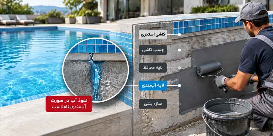 اجرای غیراصولی آببندی استخر
